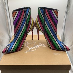 Christian Louboutin So Kate Suede Striped Glitter Booty